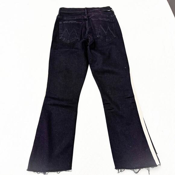 Mother Insider Crop Step Fray Guilty Racer Black Side Stripe Denim Jean Size 27 - Picture 3 of 11